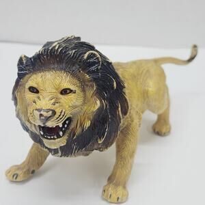 Vintage AAA Large Lion Figure Animal Hard Rubber PVC Toy 1980's Realistic Wild